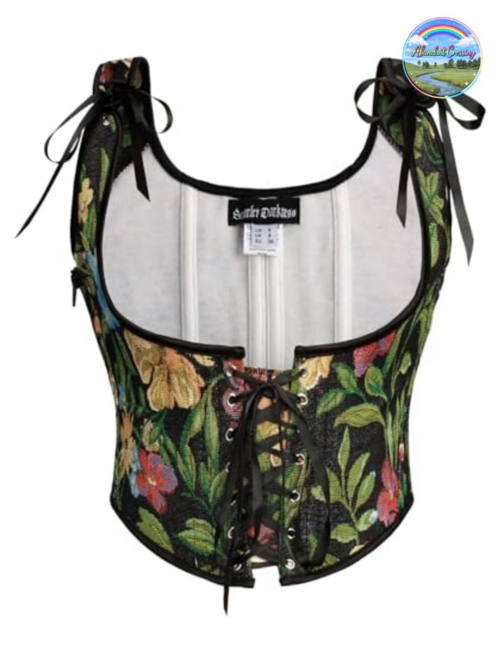 Underbust Corset Top with Lace-Up Front & Zip Closure Steampunk Ren Faire